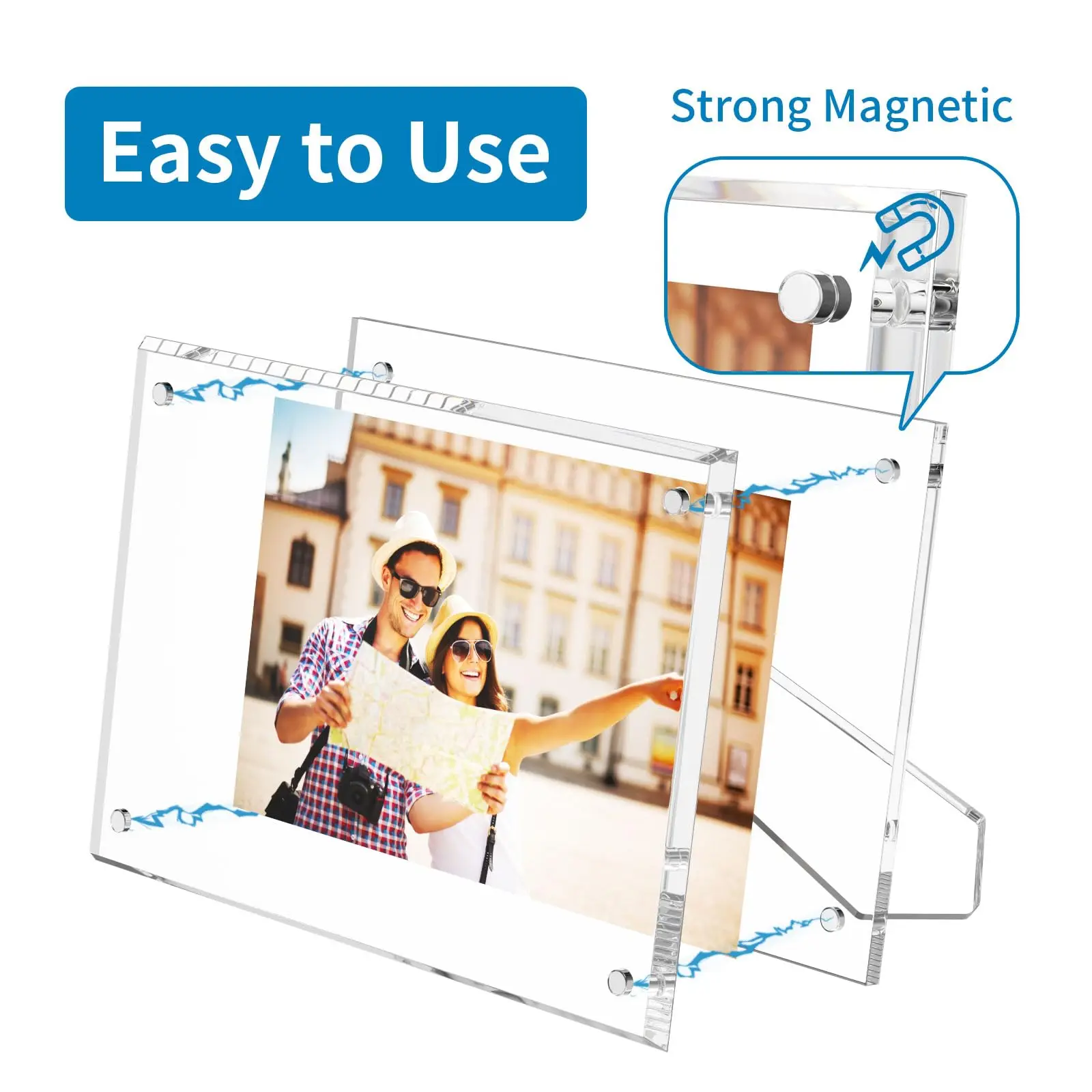 4x6 Acrylic Picture Frame with Stand Clear Acrylic Photo Frame with Magnets for Tabletop Display details