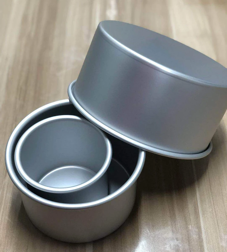 Factory Supply Deep 4 Inch Anodized Aluminum Round Fixed Bottom  Cake Baking Pan Chiffon Cake Mold Straight Side Cake Mould
