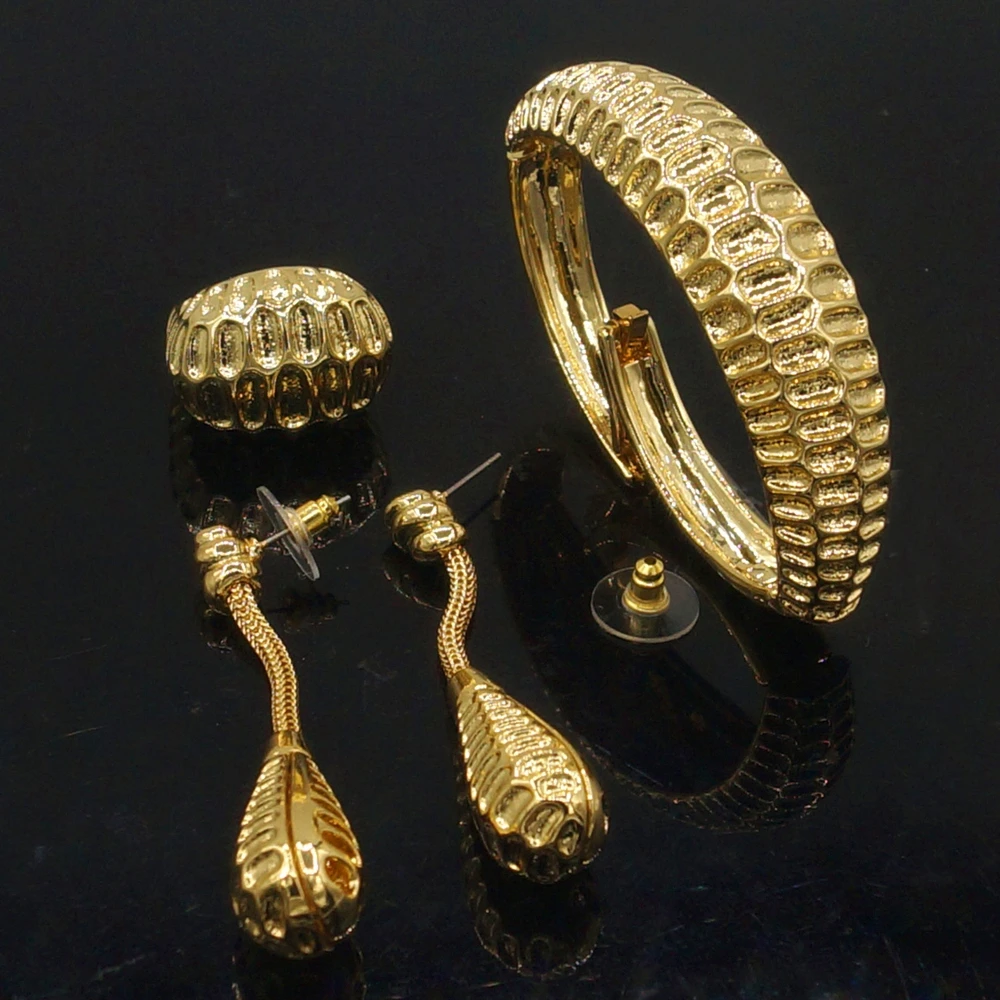Zhuerrui Romanian Gold Style Premium Quality Jewelry Set Gold for Wedding  Accessories Women's 3-piece New Fashion B0036