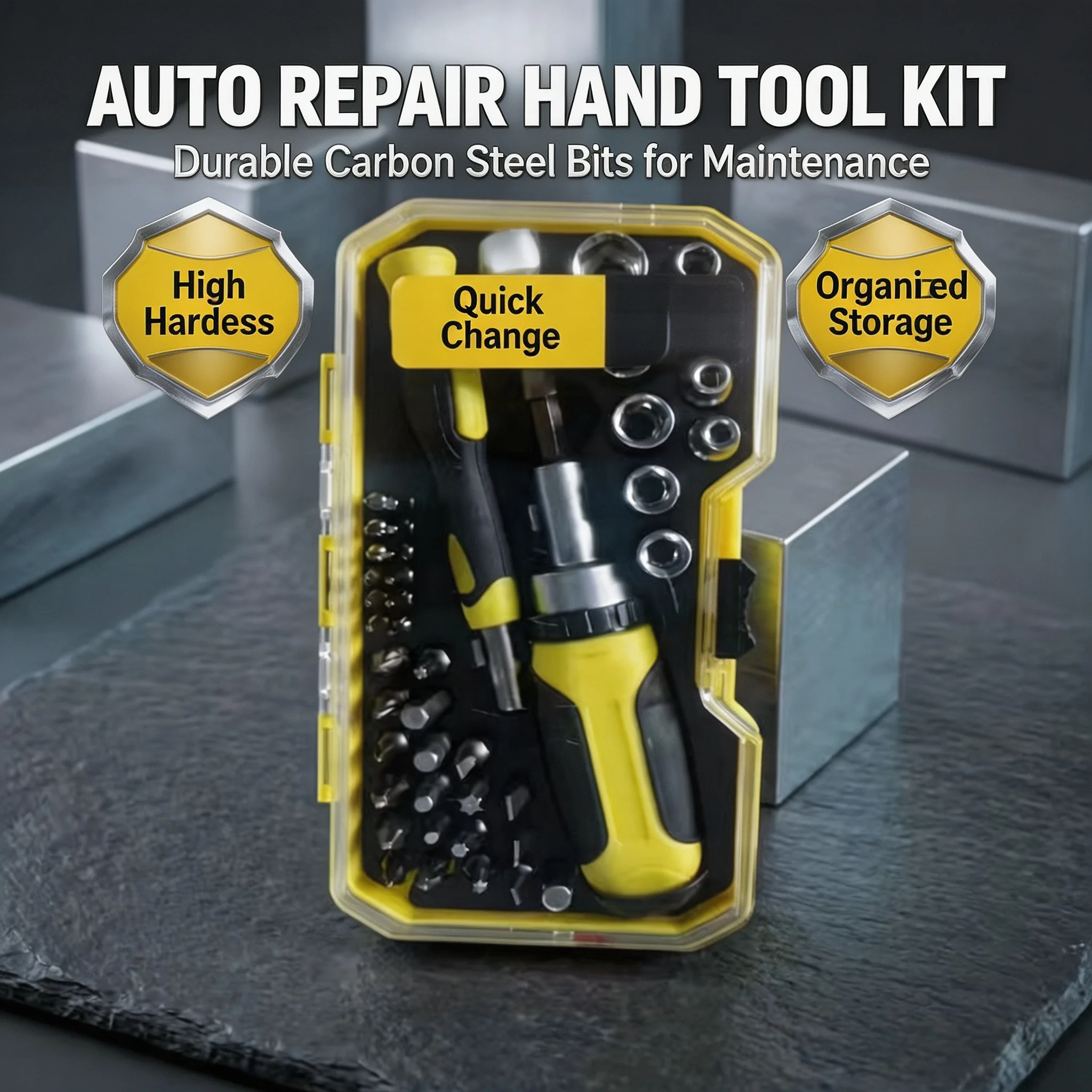 44PCS Carbon Steel Ratchet Screwdriver Socket Set Portable Multi-Bit Hand Tool Kit for Auto Home and DIY Repair - view 1