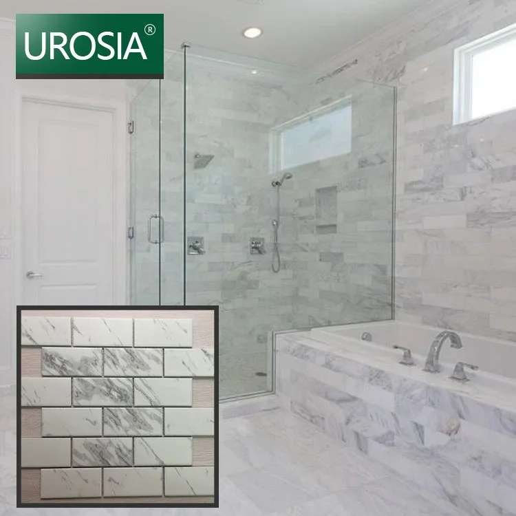 Каррарский белый мраморный вид, керамические каррарские листы, скошенная мозаичная плитка для ванной комнаты, кухни, стены