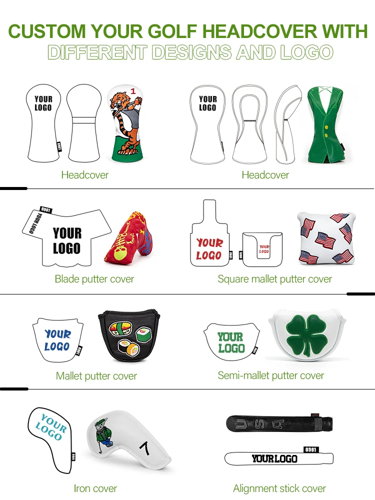 Oem Golf Headcover Deluxe Golf Club Head Covers Alligator Custom Mallet