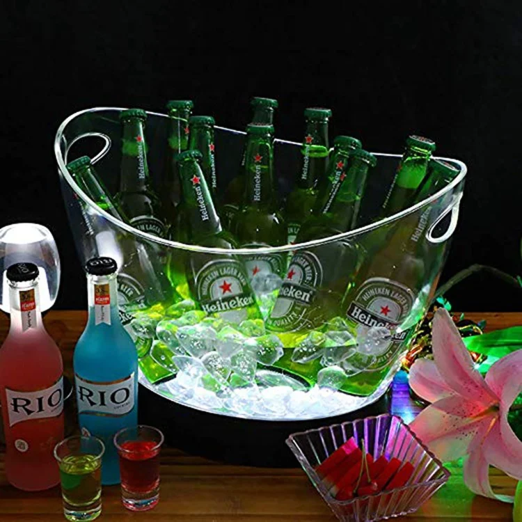 Seau à Glace En Acrylique Transparent 6 Litres - Parfait Pour Champagne, Vin, Bière, Fêtes Et Barbecues