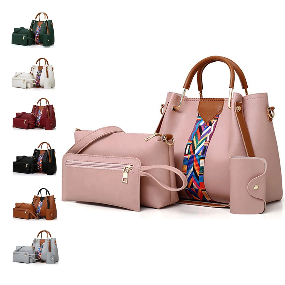 Luxury Pu Ladies 4 Pcs Set Bags Women Handbags Ladies Famous Designer Brands Handbags For Women