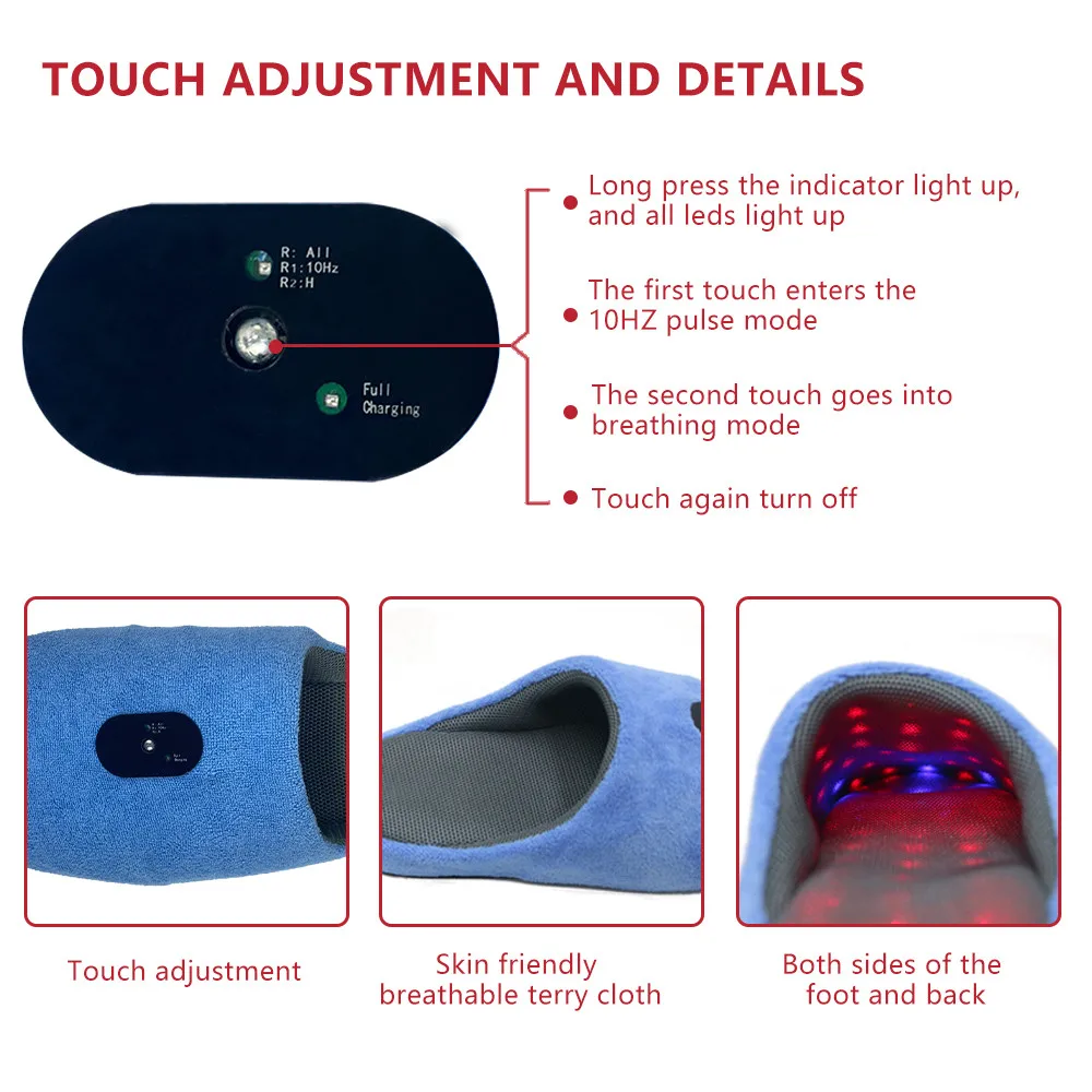 Wireless Rechargeable Red Light Therapy Slippers details