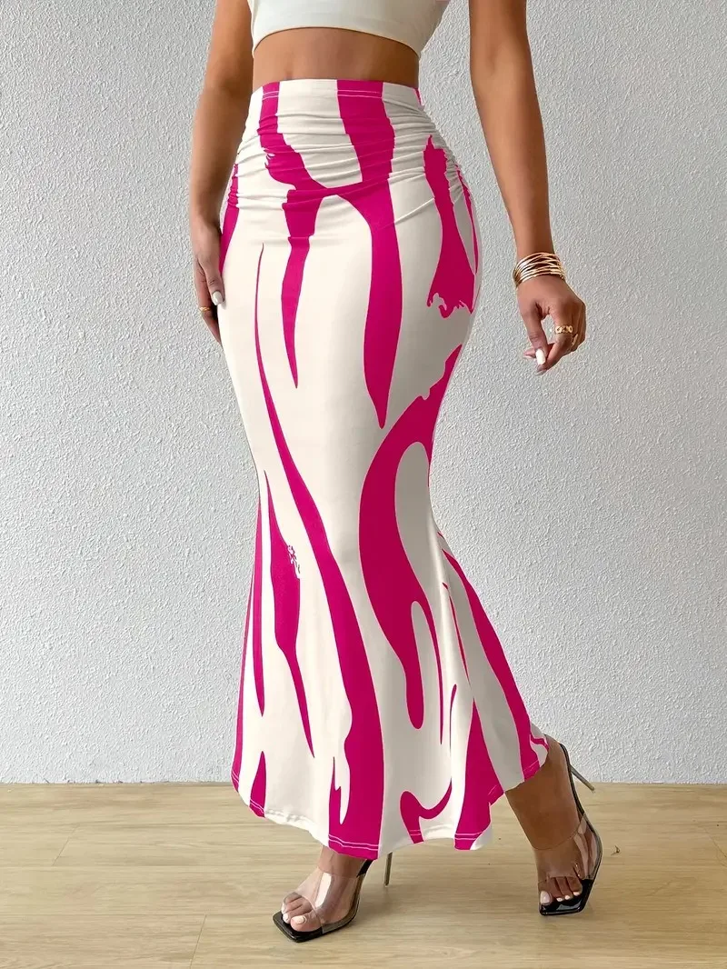 2025 Factory Direct Wholesale Zebra Pattern High Waist Slim Fishtail Pencil Skirt for Ladies