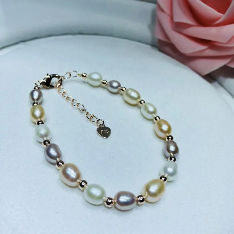 Genuine Personality Mix Color Natural Freshwater Pearl Bracelet