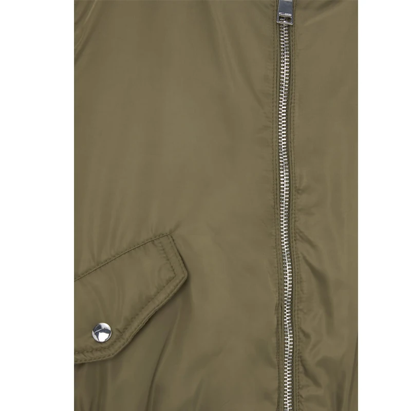 100% Nylon Padded Quilted Basic Custom Silk Screen Printing Logo Military Green Cropped Bomber Jackets for Women