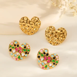 2026 New Arrival Fashion Stainless Steel Heart Earrings 18k Gold Plated Jewelry for Women