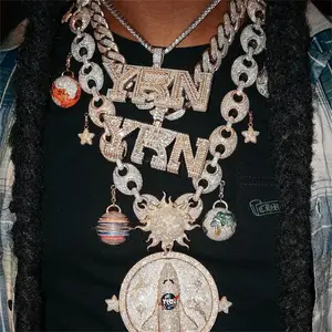 Hot Selling Product Sterling Silver Jewelry Custom logo Letter Vvs Moissanite Letter Pendant Necklace