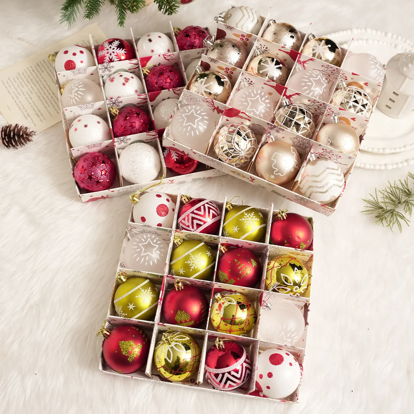 16 כדוריות פלסטיק לכריסמ스 בקוטר 6 ס