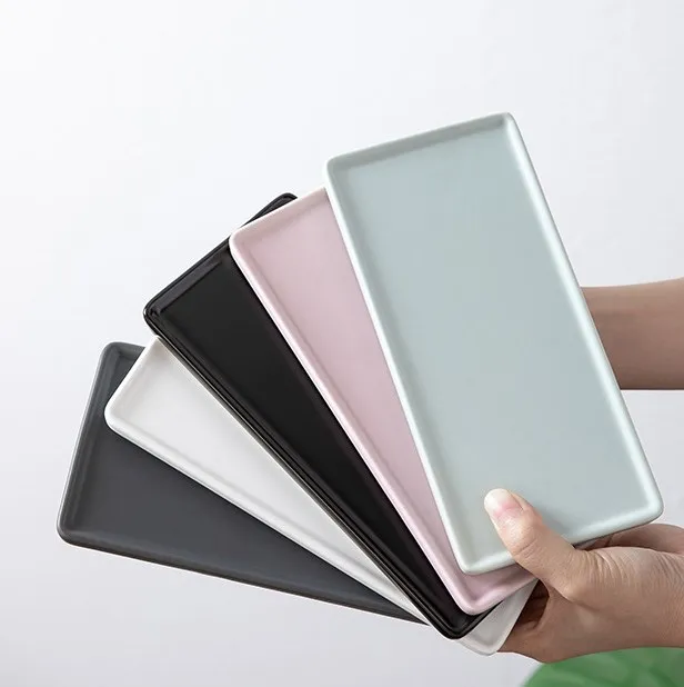 Bathroom Tray For Counter,Ceramic Vanity Trays For Bathroom,Small Rectangle Kitchen Soap Tray