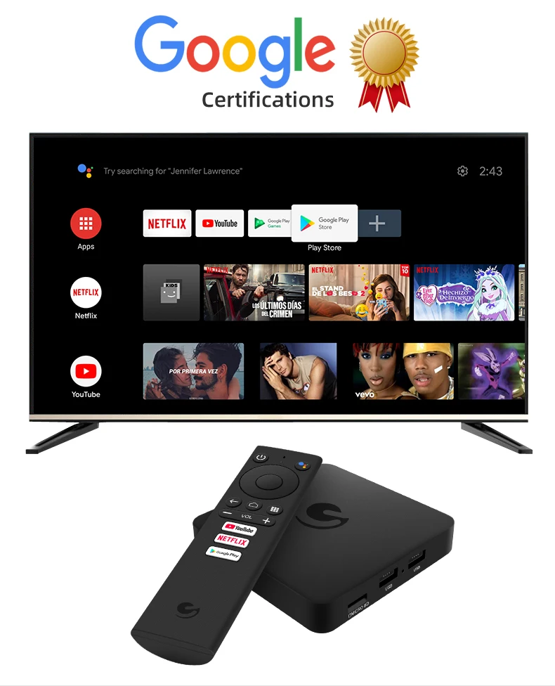 Android Smart Set Top Box Gg Certificate Dual Wifi 2.4g 5g Quad Core