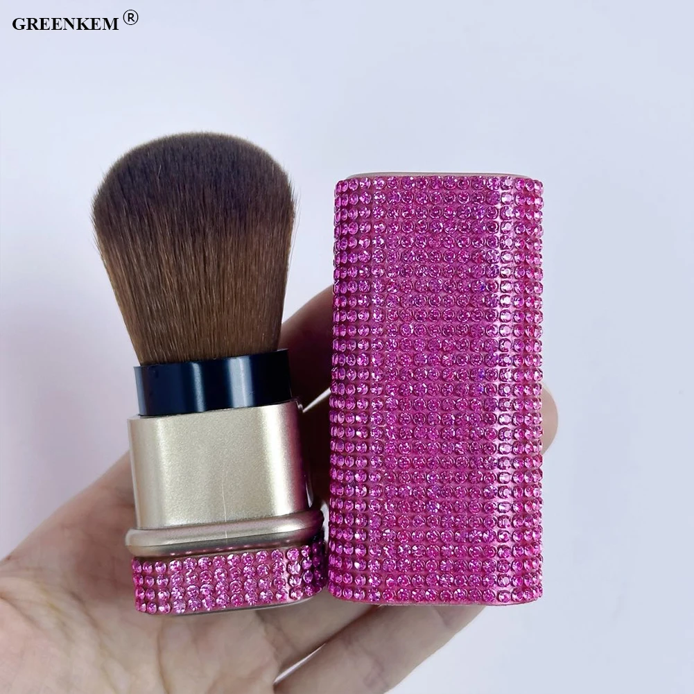 Hot Pink Nail Dust Cleaning Brush Soft Hair Shiny Rhinestones