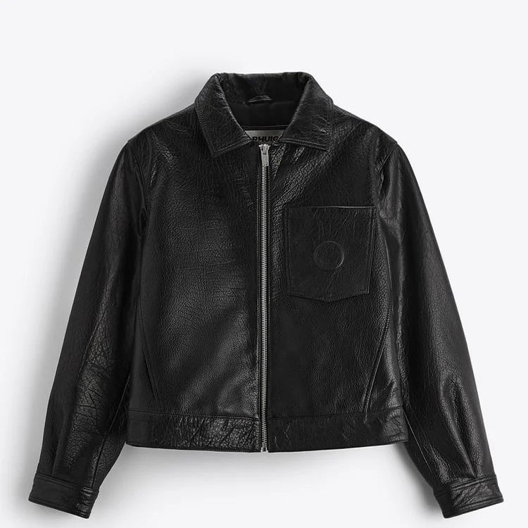 Popular Design flap pocket printed leather jackets for men_voghion.com