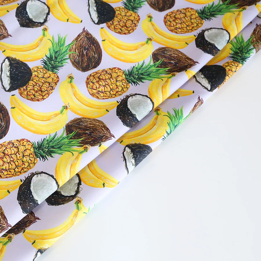 Wholesale Custom Digital Printing Fruit Design on 100% Cotton Woven Satin Fabric for Garment