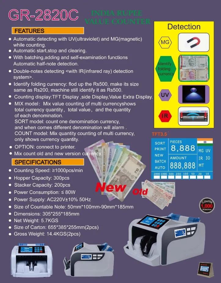 Bill Counter And Value Counter Gr2820p Uv/3mg Buy Value Counter