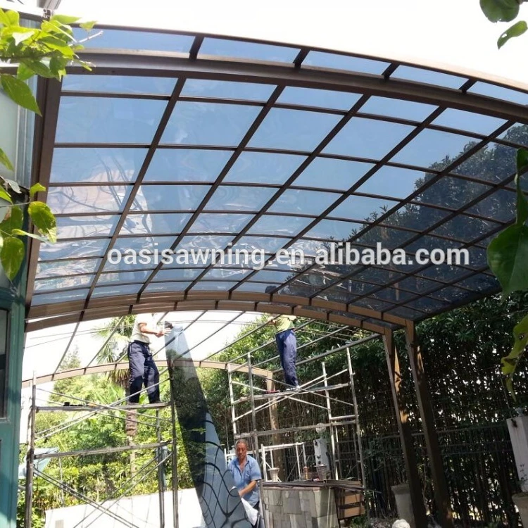 Pc Roof Structure Metal Pour Carport Aluminum Outdoor Car Shelters Prefabricated Shelter Carport Glass Garage Roof