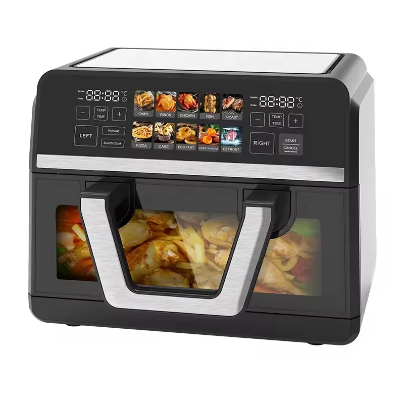 2024 Newest Colorful Digital Screen 8L 9L 10L Large Capacity Oven Air Fryer With Dual Zone Basket Intelligent Kitchen Appliances