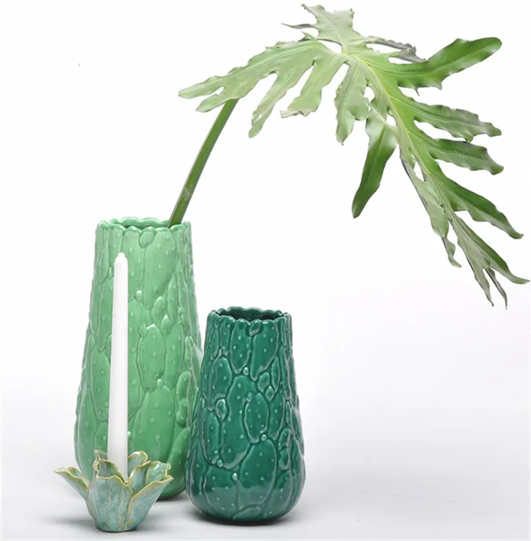 Indoor green color antique table vases ceramic items home decor for living room