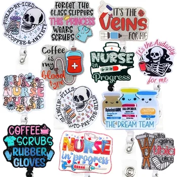 Wholesale Custom Nurse Scrub Life Badge Reel Student Nurse Acrylic Badge Holder Reel