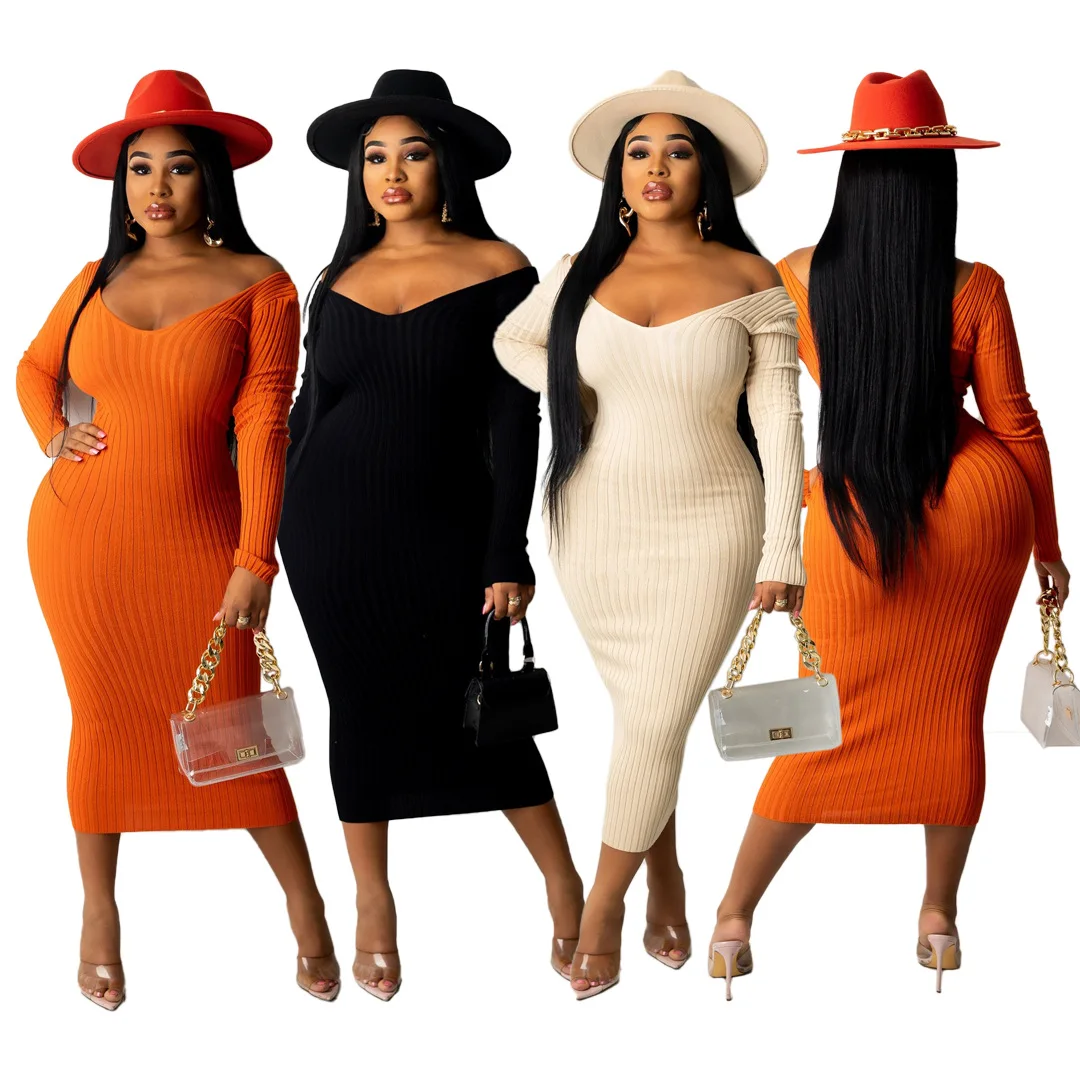 Cheap Casual Women Dress Clothing Long Sleeve Plain Woman Fall Tight Sweater Dress Stretch Knit Winter Midi Dress Buy Cheap Casual Women Dress Tight Dress Woman Fall Dress Woman Fall Dress Autumn