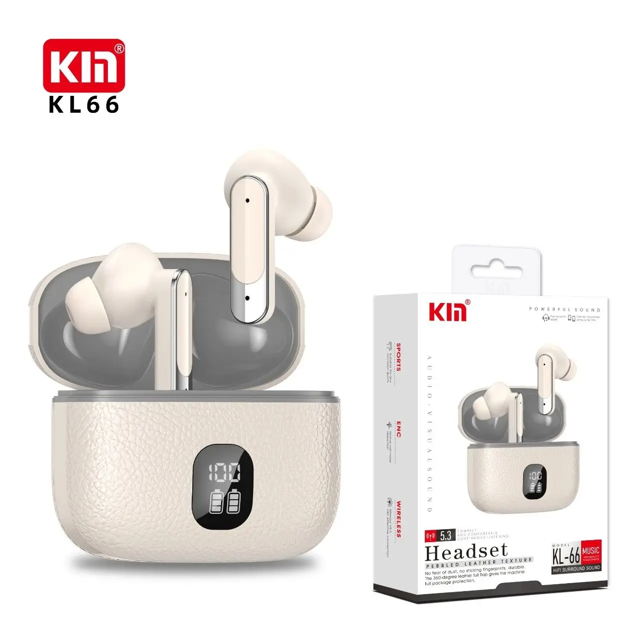 KIN Chinese Factory Leather Texture TWS Earbuds - High Quality