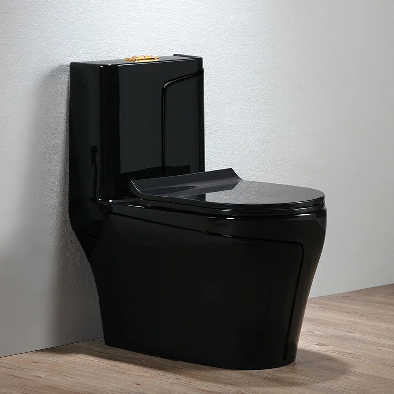 Modern bathroom water closet floor wc S trap washdown porcelain black color one piece ceramic sanitary ware black toilet bowl factory