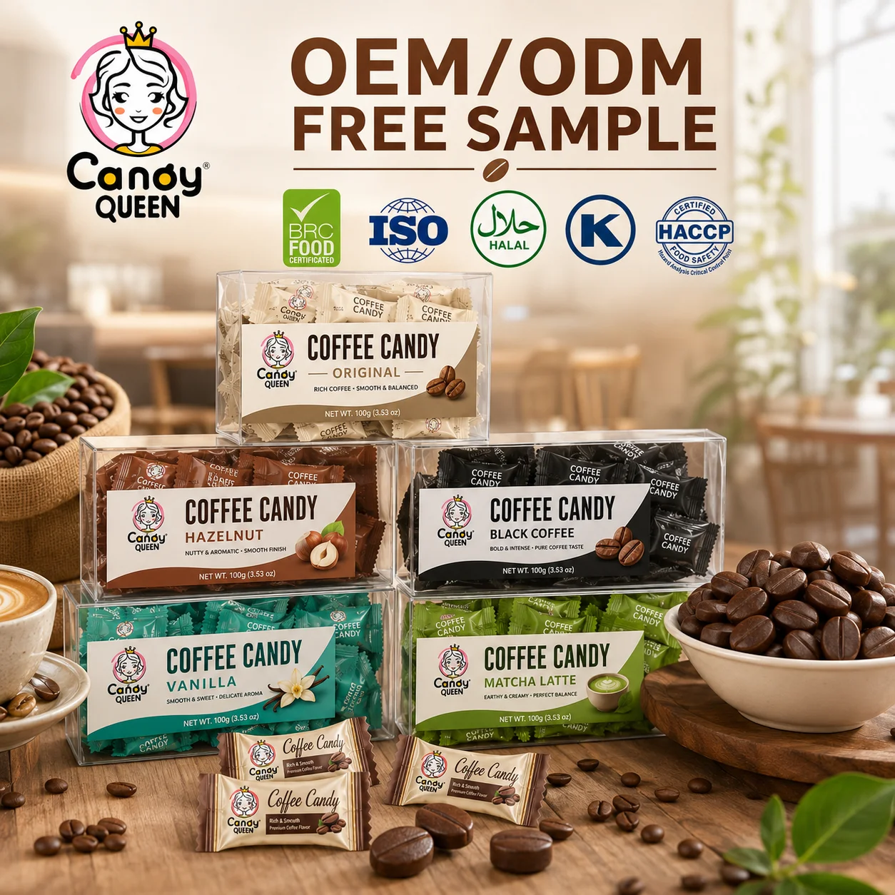 Health Snacks Low Sugar Coffee Bean Candy - Individual Vanilla