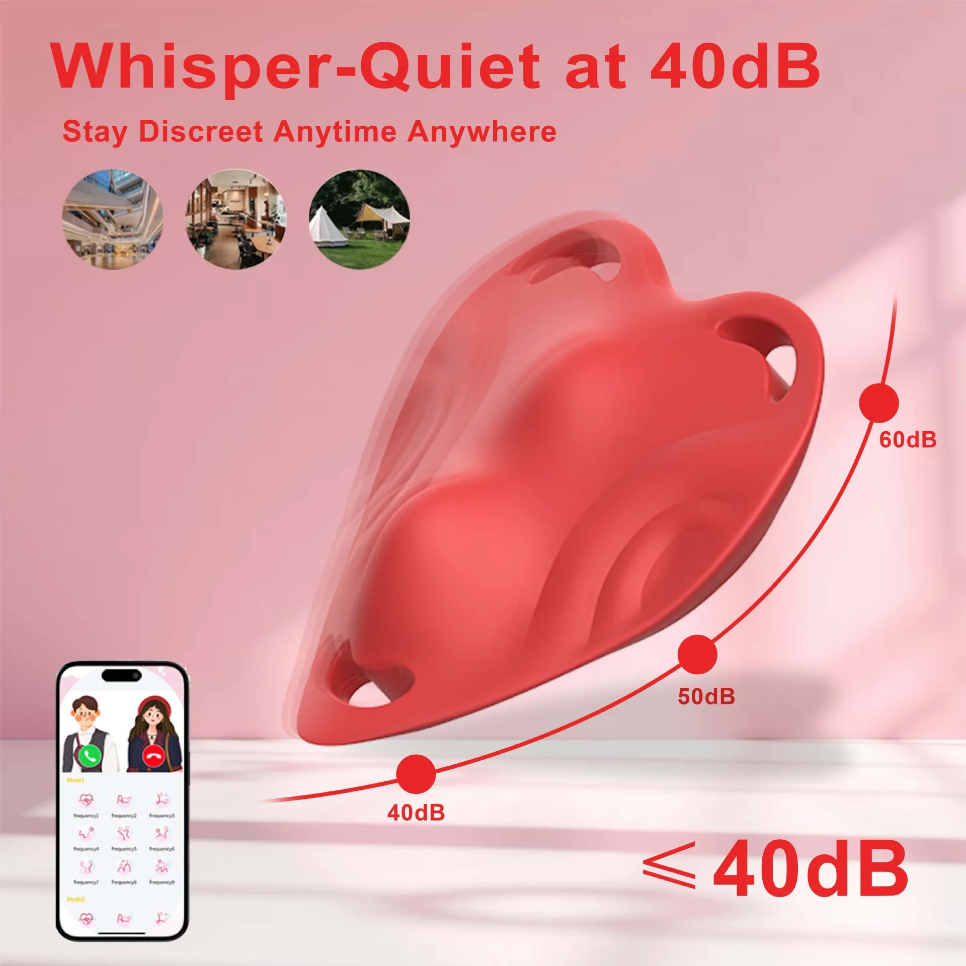 Vibrateur Invisible Portable pour Culotte, Contrôlé par Application, avec 10 Fréquences, Stimulation Double Point G, Jouets Vibrants