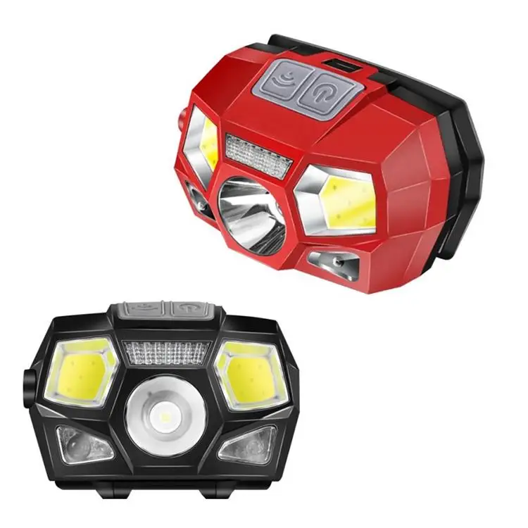 Waterproof Motion Sensor Usb Rechargeable Led Head Light Headlamps for Hiking Barbecue Night Running Jogging Riding