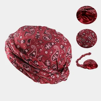 Baoli New Arrival Men Paisley Muslim Headwear Soft Spandex Satin Fashion Print Hat Turban For Men