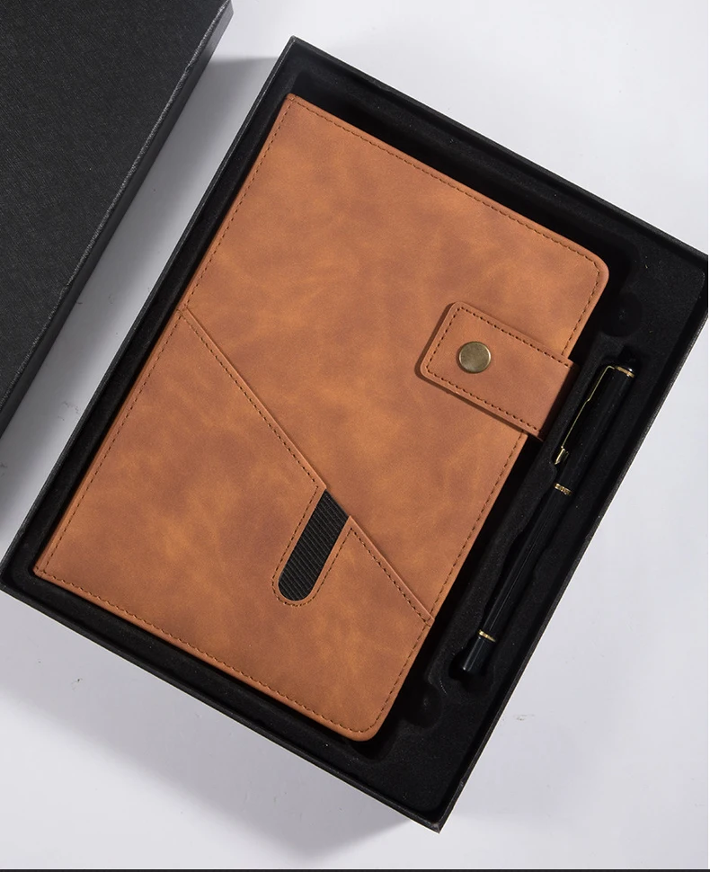 Promotion custom logo pu leather cover agenda notebook for office school gift notebooks