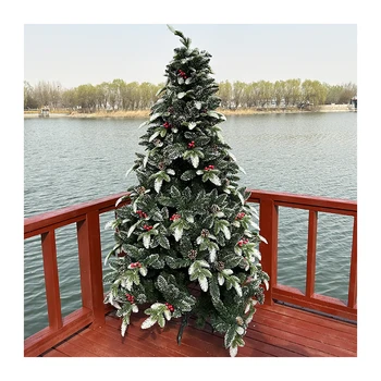 Factory Wholesale 5-10ft PE PVC Artificial Christmas Tree with pine cones for Christmas home decoration