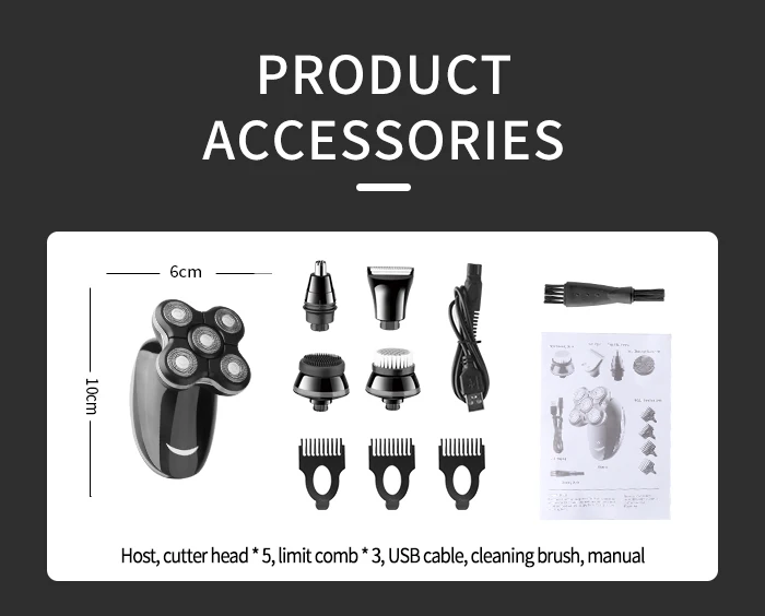 KM-1111 Factory price waterproof cordless painless multifunction hair shaver 5 in 1 men electric