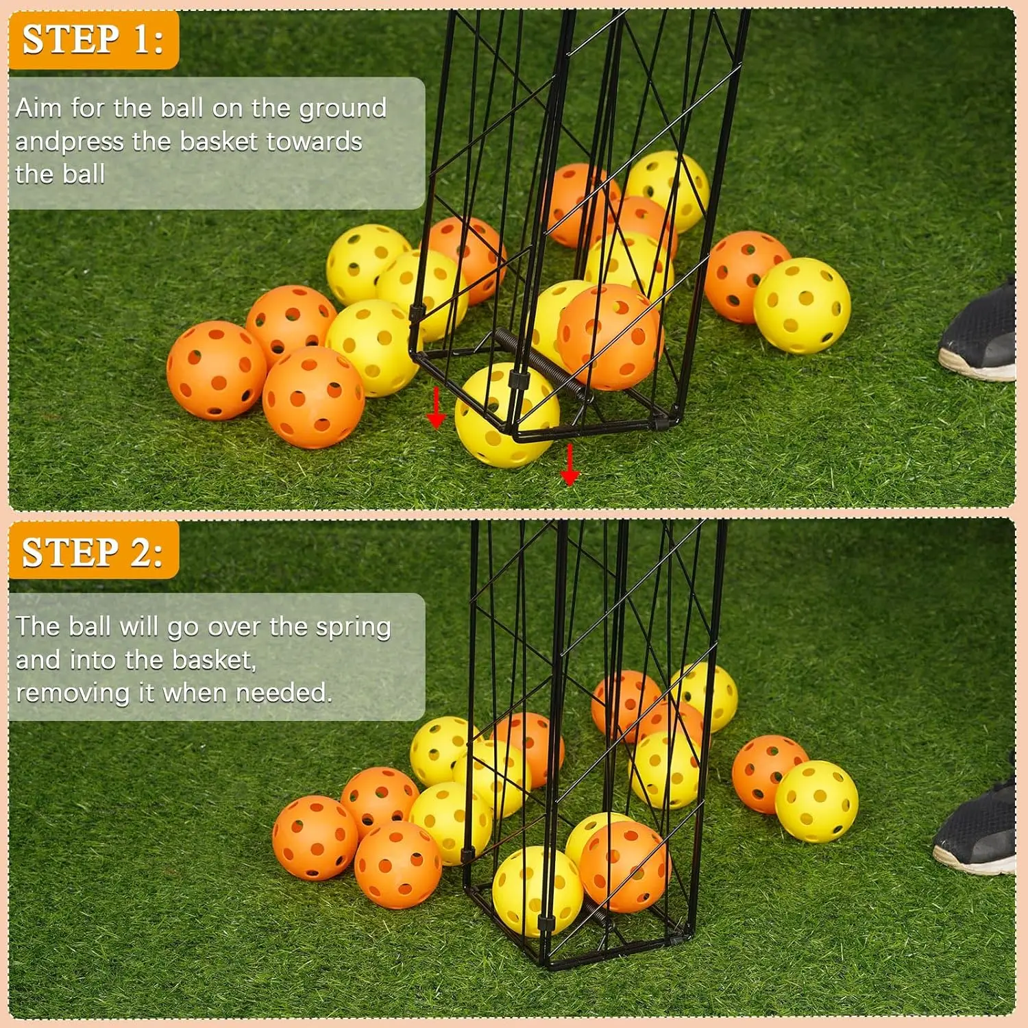 Индивидуальный металлический черный портативный коллектор для пиклбола и теннисных мячей сборщик бункера сбора