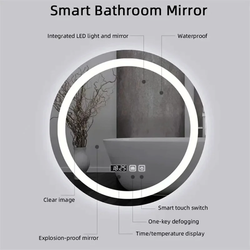 product modern wall mounted nordic led mirror smart round vanity light mirror for bathroom-5