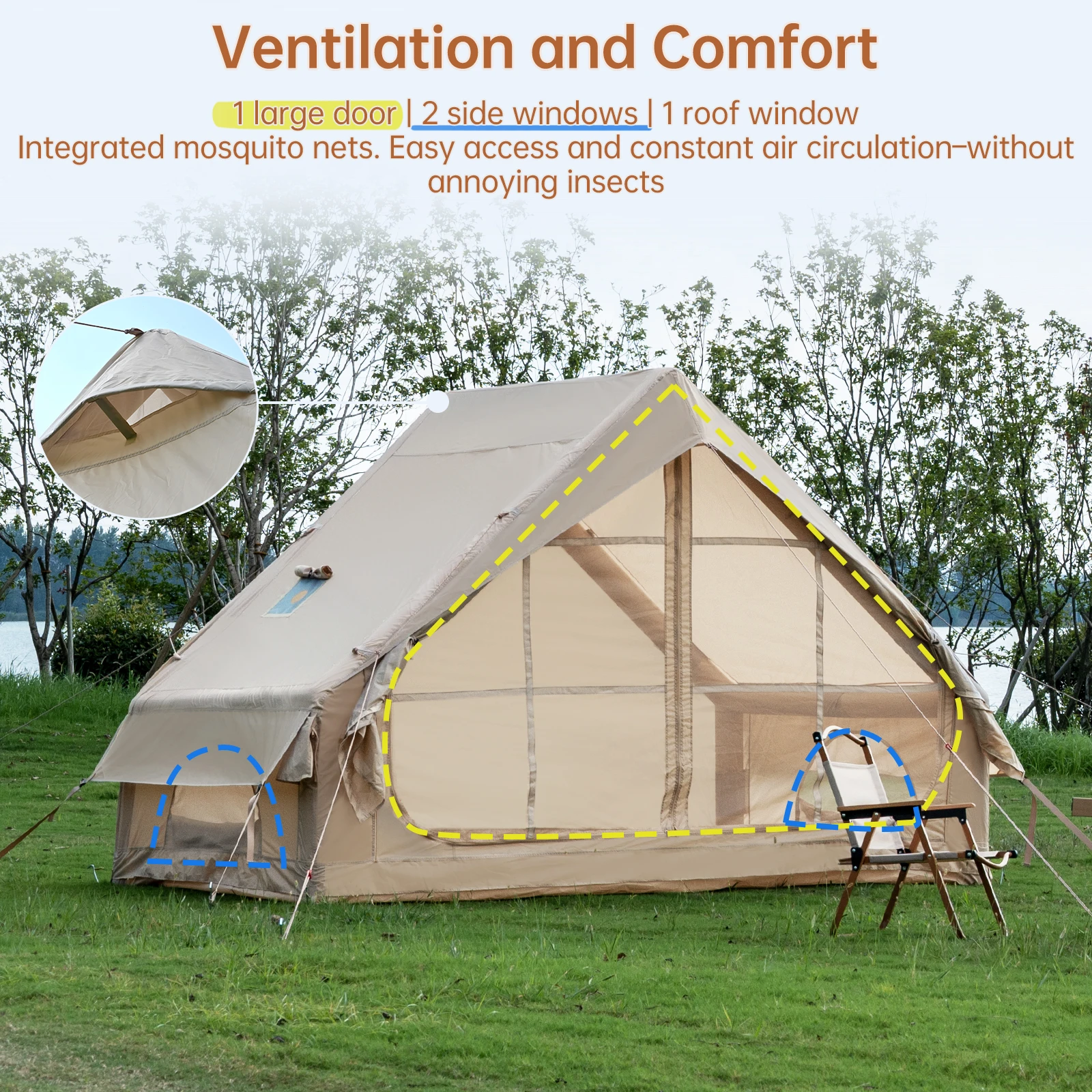 Luxury Automatic Outdoor Glamping Inflatable Tent Foldable