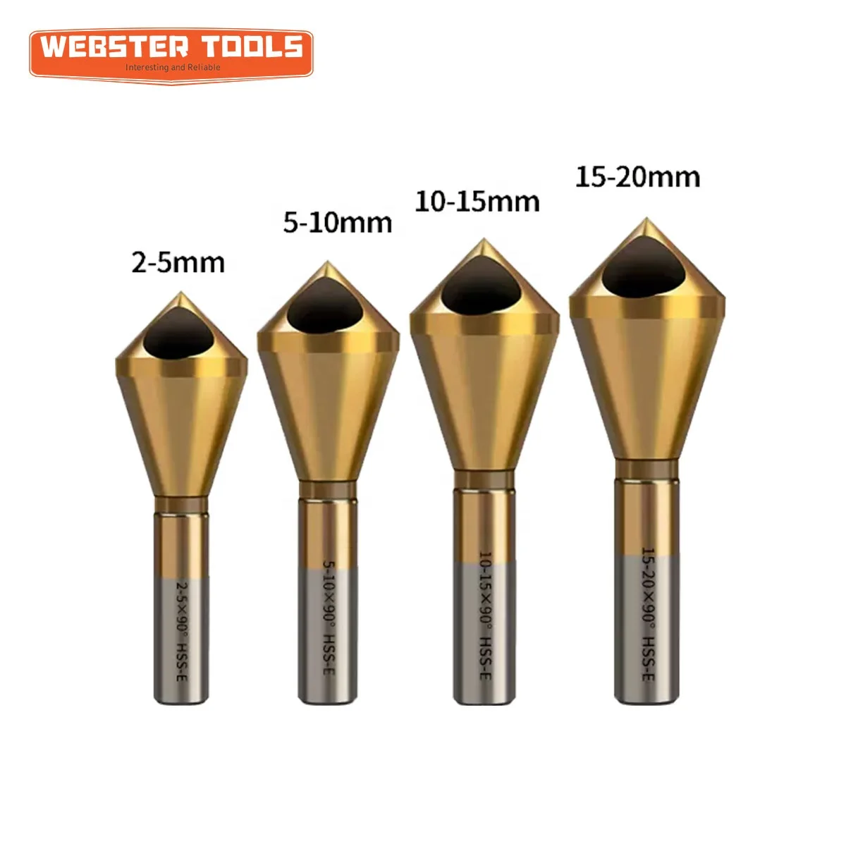 4x HSS Titanium Coated Countersink & Deburring Drill Bits For Hole Chamfering