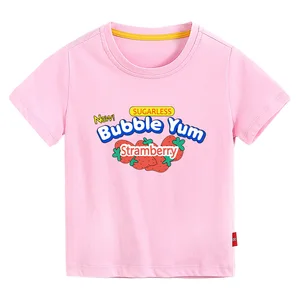 Wholesale Custom Printing Short Sleeve T Shirts Cotton for Kids Girls in Stock