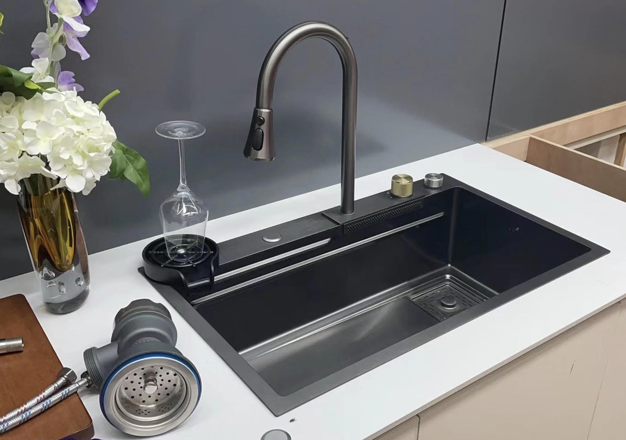 Nano Gunmetal Sink Kitchen Ss 304 Stainless Steel Multifunctional