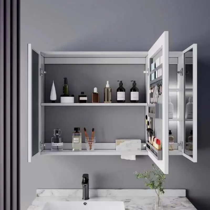 Washroom modern floating wall mounted artificial stone counter top sink bathroom vanity with smart mirror cabinet supplier