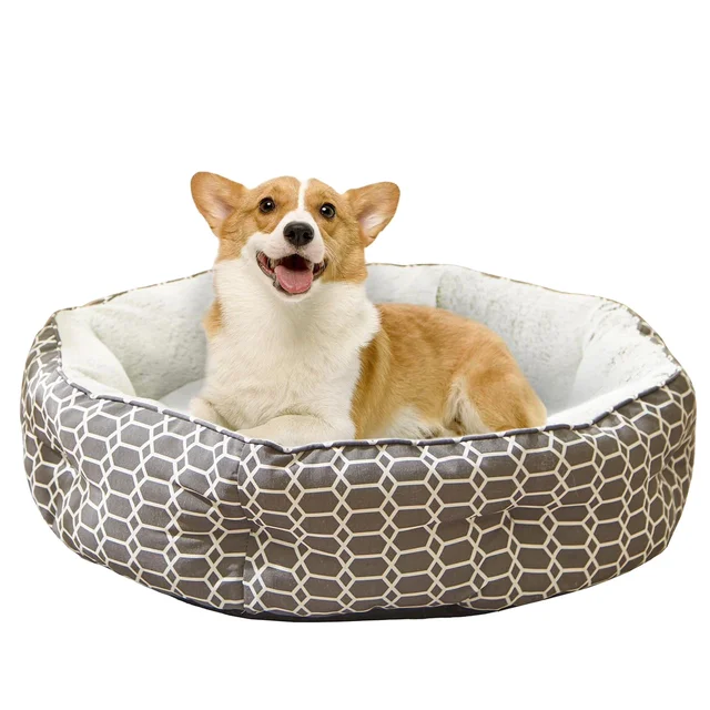 New Design Gray Round/Square Luxury Cat Bed Super Soft  Pet Bed for  Medium Small Dogs and Cats