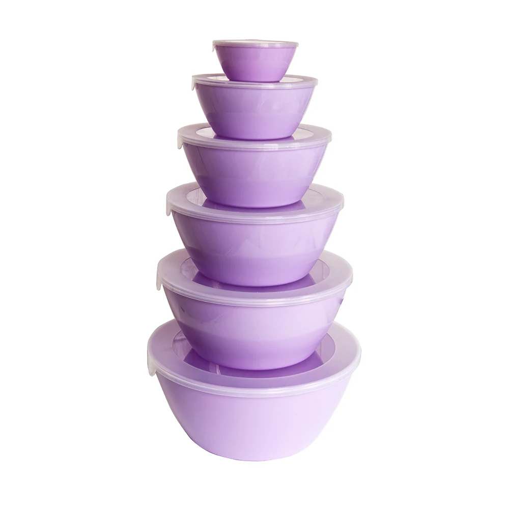 10pcs Take Away Small and Large Plastic Stackable Thailand  Food Salad Bowl with Lid for Salad Serving and Mixing Set