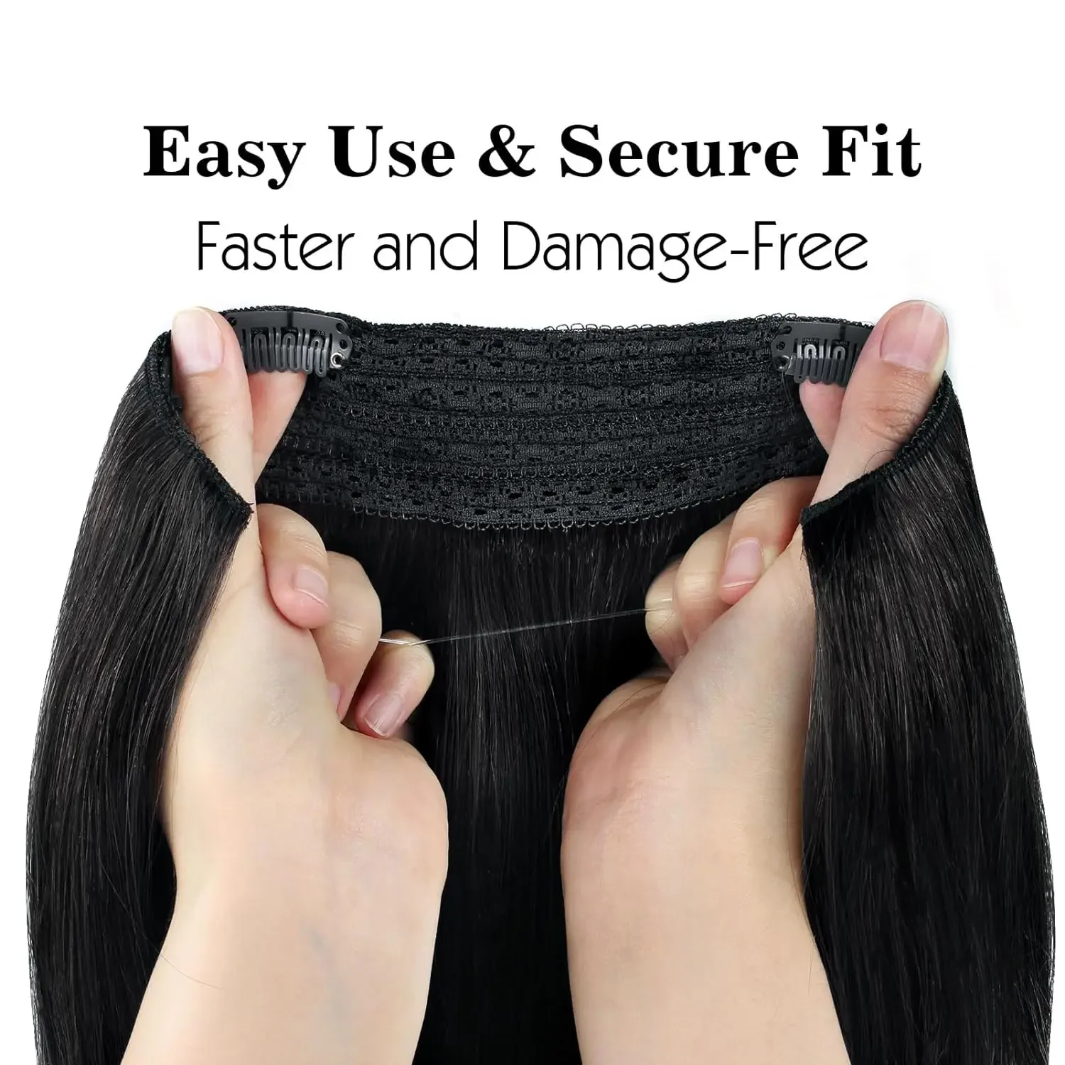 Ühes tükis klipsiga kinnitatavad juuksepikendused sirge õngenööriga nähtamatu traat must_voghion.com