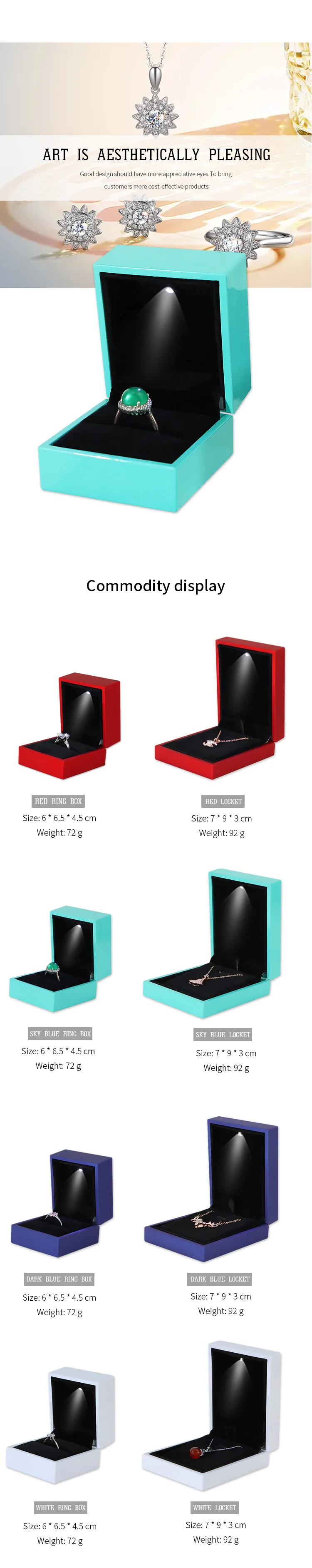 High Quality Spray Paint Process Led Jewelry Box Packaging Green Red