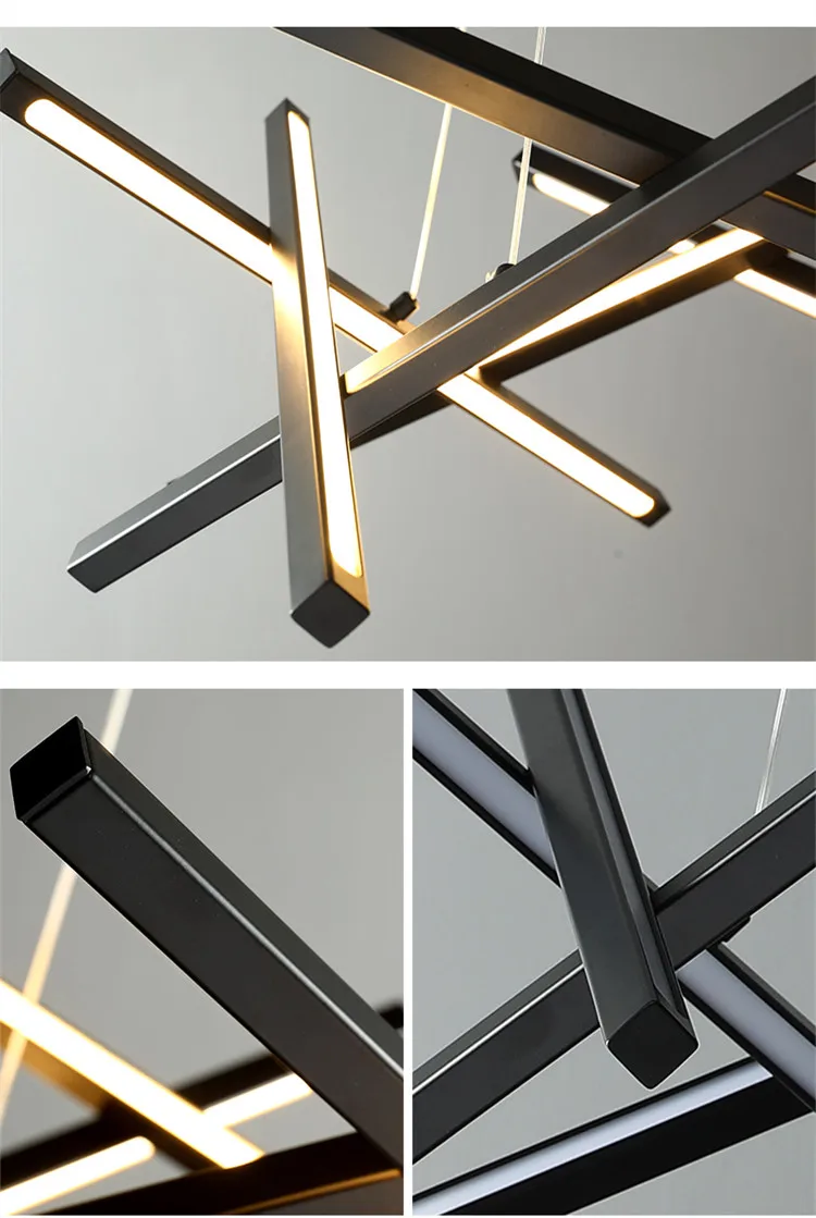 Modern linear black chandelier luxury chandelier lighting living room lighting LED pendant lamp chandelier luxury