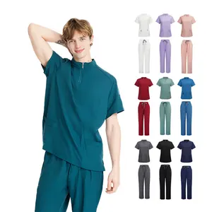 Wholesale Custom Men Scrubs Uniforms Sets Medical Uniform Suit Hospital Doctor Nurse Scrubs Set with Pockets