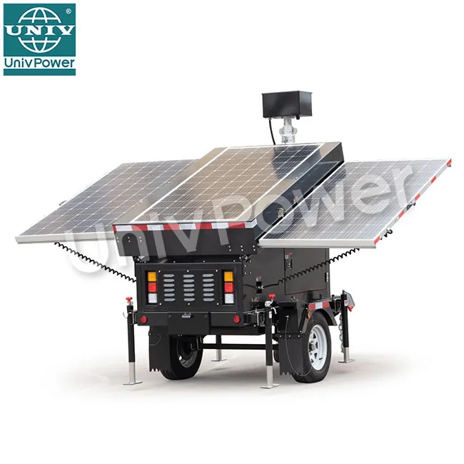 UNIV Portable CCTV Trailer with Solar Power Surveillance Light Towers for Effective Outdoor Surveillance