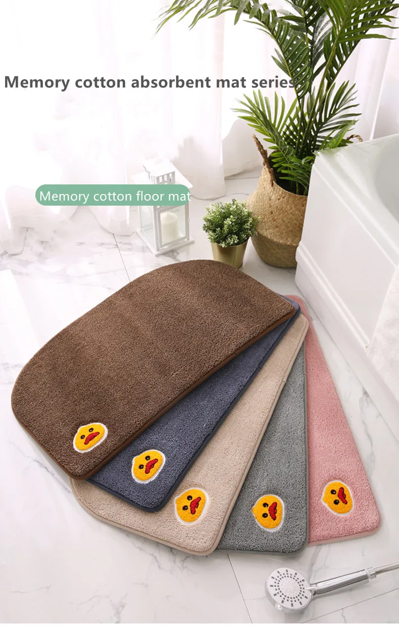 High Quality Bathroom Floor Mats Non-slip Absorbent Carpets Small Yellow Duck Embroidery Cute Bathroom Mat and Rugs details